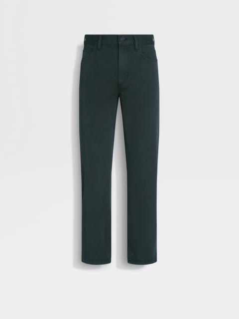DARK GREEN COTTON AND CASHMERE ROCCIA PANTS