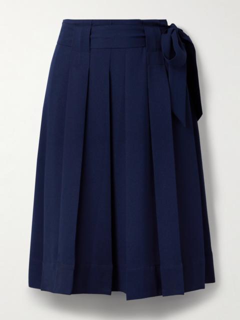 Jess Belted Pleated Crepe Skirt