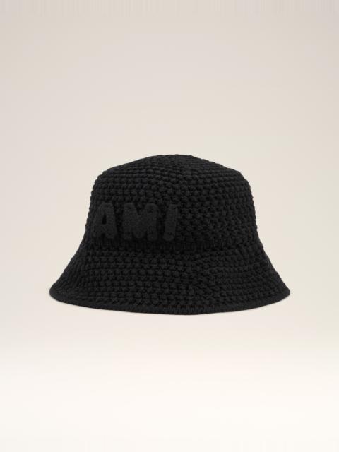 BLACK KNIT AMI PATCH BUCKET HAT