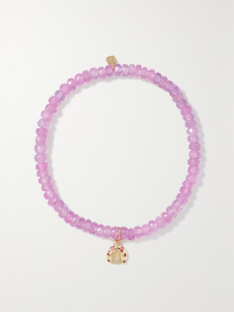 Small Ladybug 14-karat Gold Multi-stone Bracelet