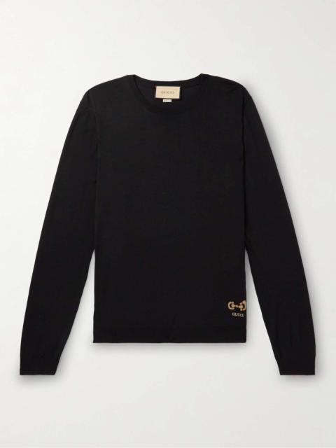 Logo-Embroidered Wool Sweater