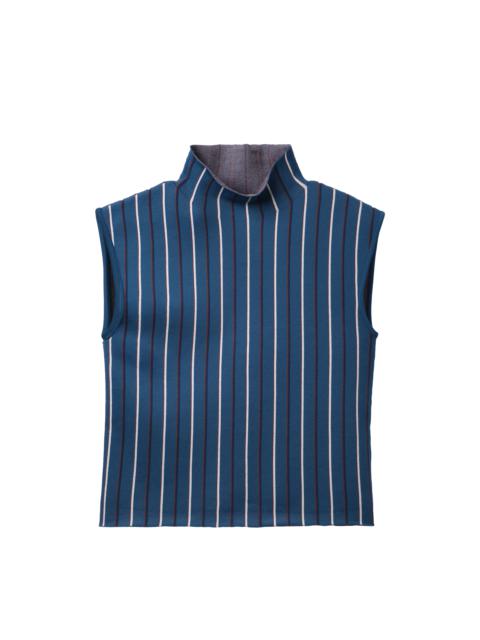 Marni Vertical Stripe Technical Knit Turtleneck Sweater Blue