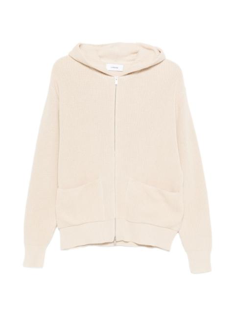 hooded zip-up cardigan