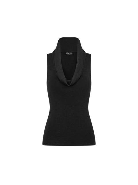 SLEEVELESS COWL COLLAR TOP