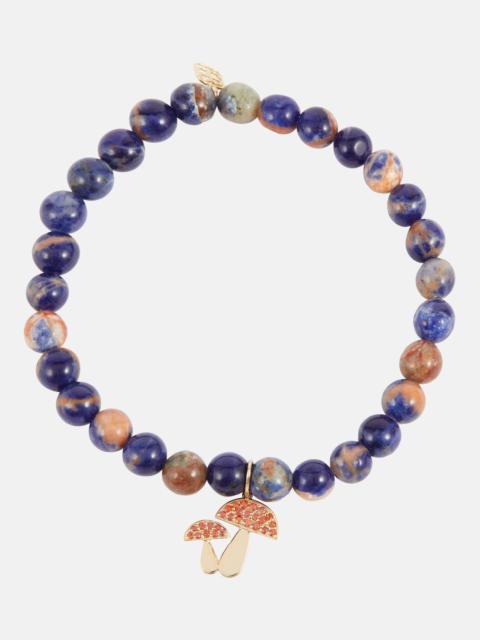 14kt gold beaded bracelet with sapphires and sodalite
