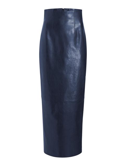 Loxley Leather Maxi Skirt navy