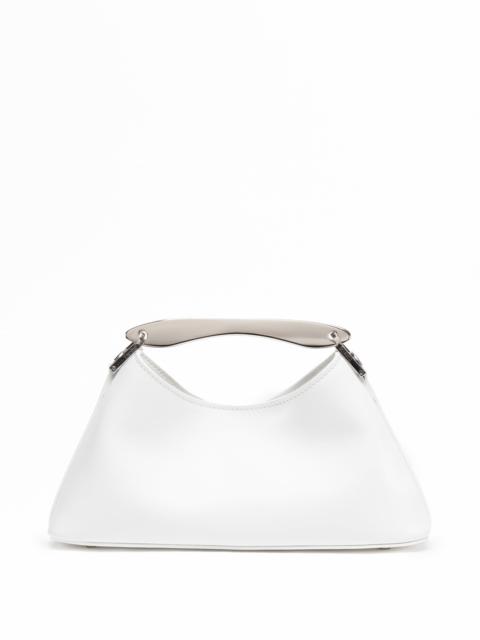 Mini Boomerang Leather White - Silver