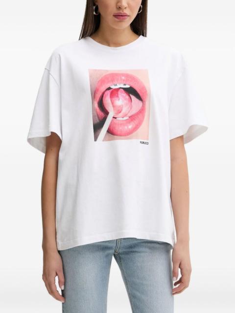 lips lollipop print T-shirt