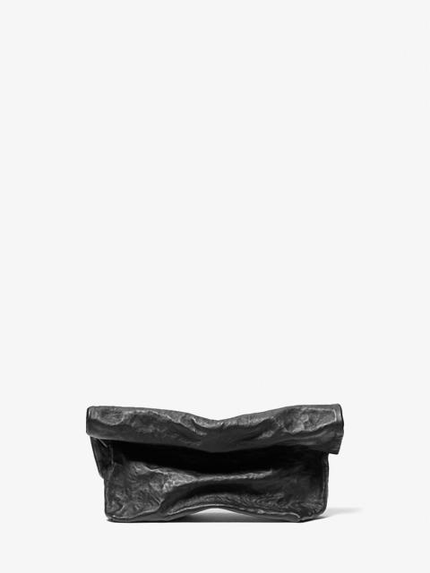 Maggie Crackled Leather Lunch Bag Clutch