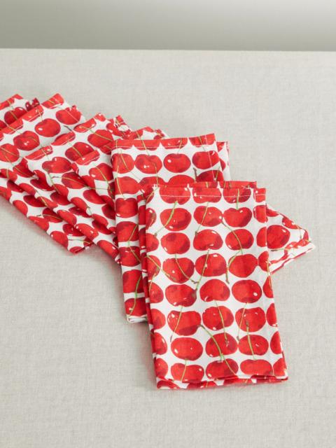 Set Of Six Printed Linen Napkins
