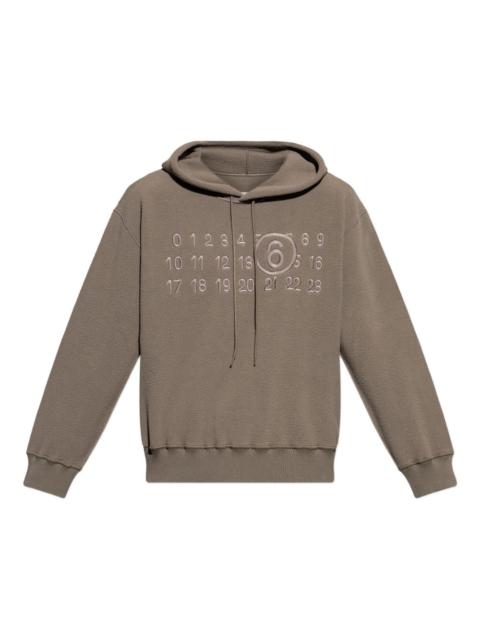 numbers-embroidered fleece hoodie