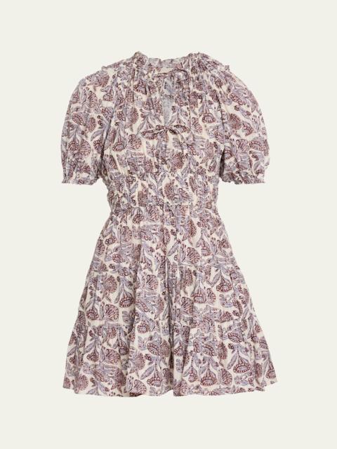 Soffia Printed Puff-Sleeve Mini Dress