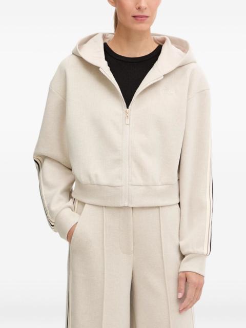 striped-sleeve hooded hoodie