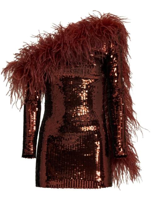 Garbo Disco feather-trim minidress
