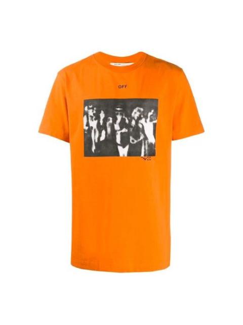 Off-White Graffiti Arrow Pattern Printing Short Sleeve Loose Fit Orange OMAA027R201850151910