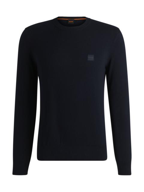 COTTON-CASHMERE REGULAR-FIT SWEATER WITH LOGO PATCH