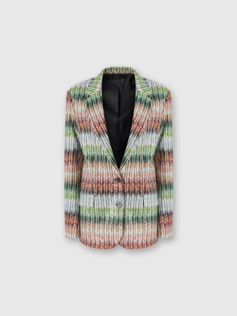 Dégradé zig zag knit blazer with sequins