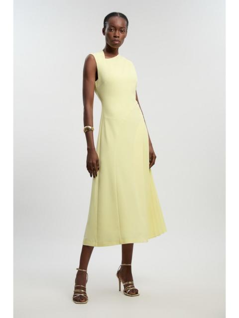 Soft Tailored High Neck Pleated Midi Dress