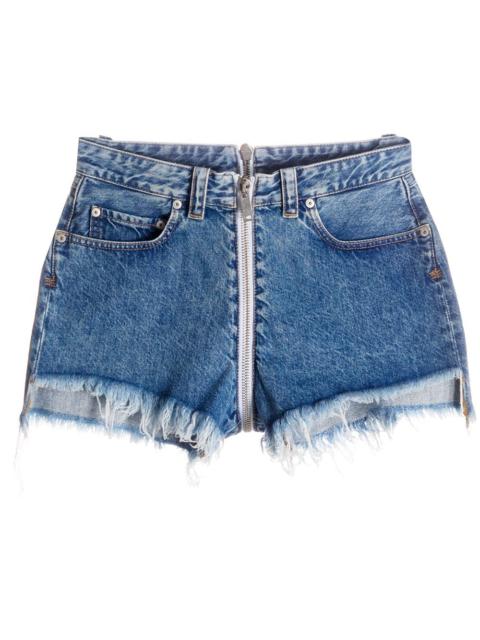 front-to-back raw denim shorts