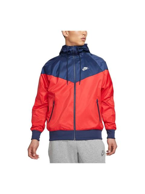 Nike Sportswear Windrunner Colorblock Sports Training hooded Woven Jacket Red DA0002-657