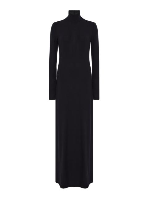 Lauren Jersey Turtleneck Maxi Dress black