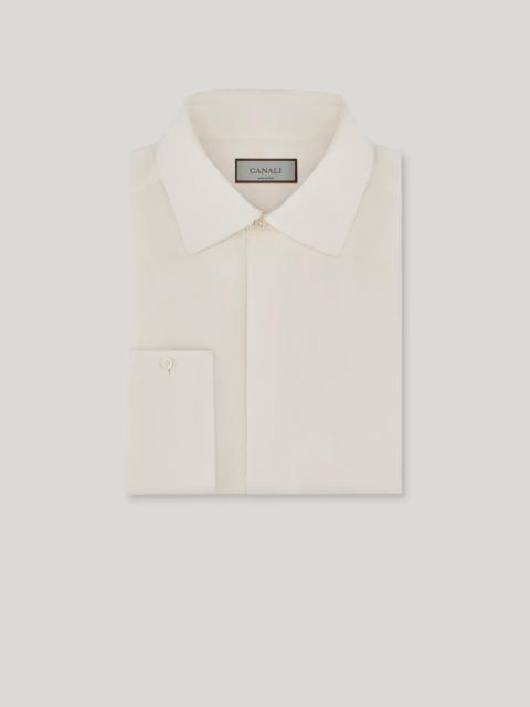 WHITE REGULAR FIT SILK DRESS SHIRT