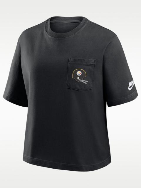 Pittsburgh Steelers Rewind Pocket Boxy Women's Nike NFL T-Shirt