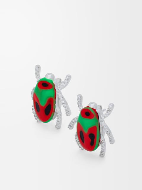 Scarabeo earrings in sterling silver, enamel and crystal