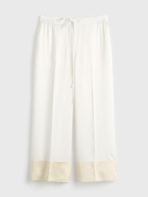 Satin drawstring trousers white