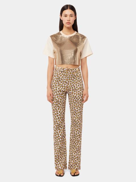 LEOPARD PRINTED FLARE JEANS