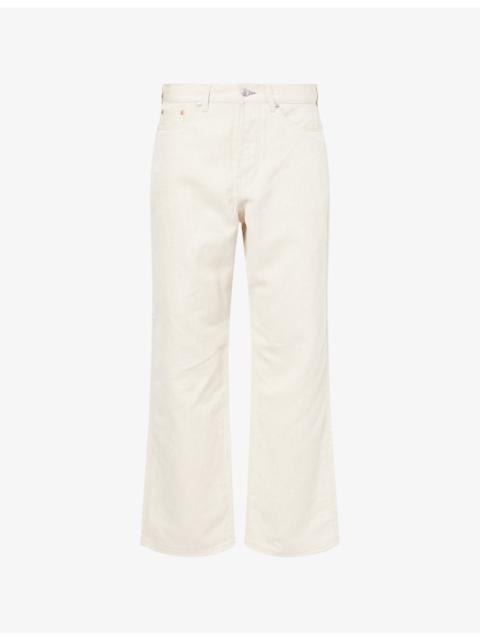 Twill Straight-Leg Cotton And Linen Trousers