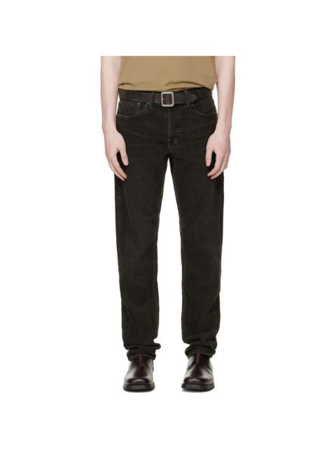 Black Slim Fit Corduroy Trousers