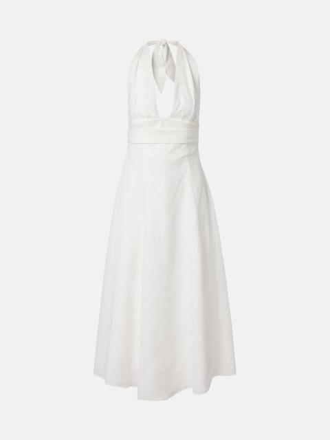 Bianca halterneck linen midi dress