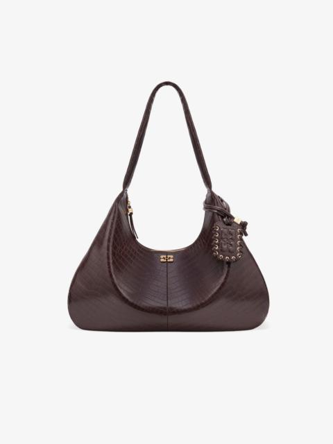 BROWN CROCO XXL HOBO BAG