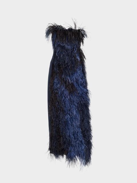 Strapless Ostrich Feather Gown