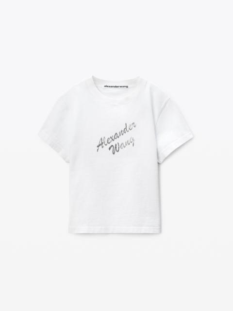 White Crystal Hotfix & Cotton Logo Tee