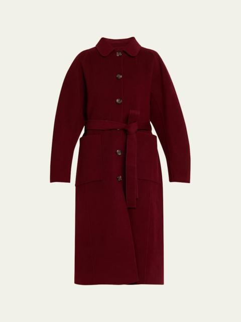 Sylvaine Flutter-Sleeve Lasercut Poplin Ankle Dress