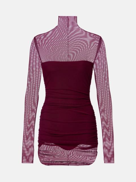 Ruched mesh minidress