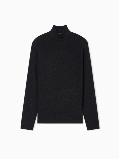 LUREX JERSEY MOCK-NECK JUMPER
