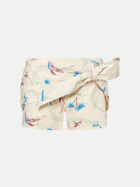 Layered printed cotton shorts