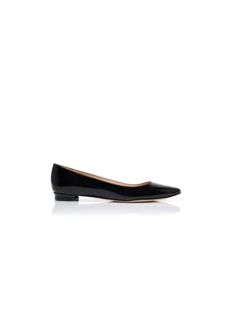 Black Patent Leather Pointed Toe Flat Pumps