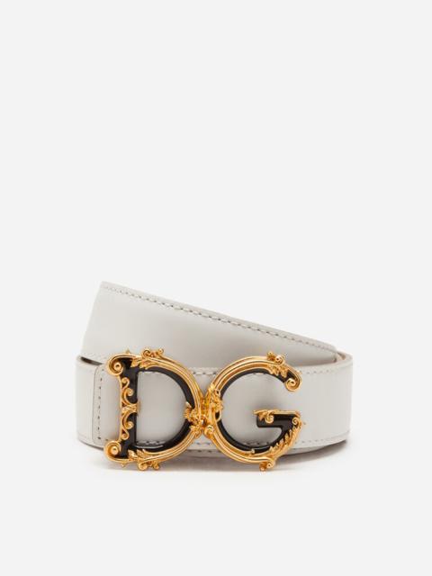Leather belt with D&G baroque logo