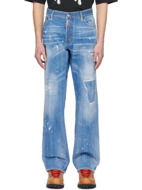 distressed mid-rise straight-leg jeans