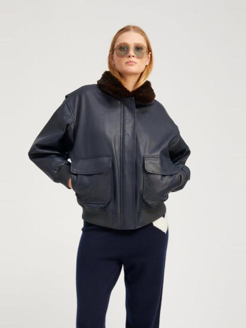 MIDNIGHT LEATHER VINTAGE AVIATOR JACKET