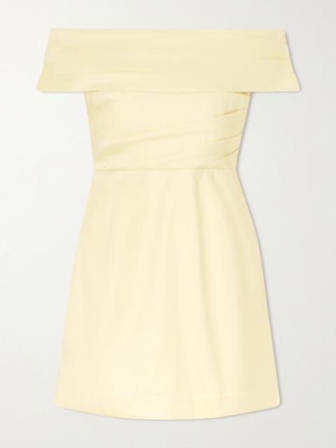 Mandy Off-the-shoulder Pleated Mini Dress