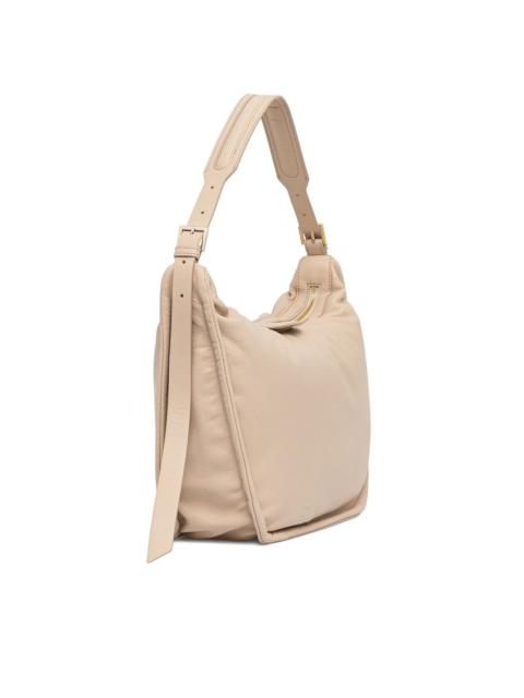 zip-top leather shoulder bag
