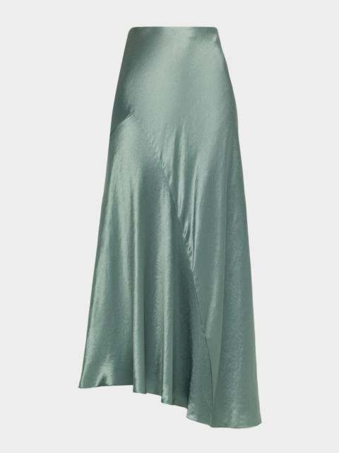Paneled Bias-Cut Satin Skirt