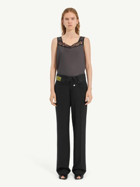Reverse waistband trousers