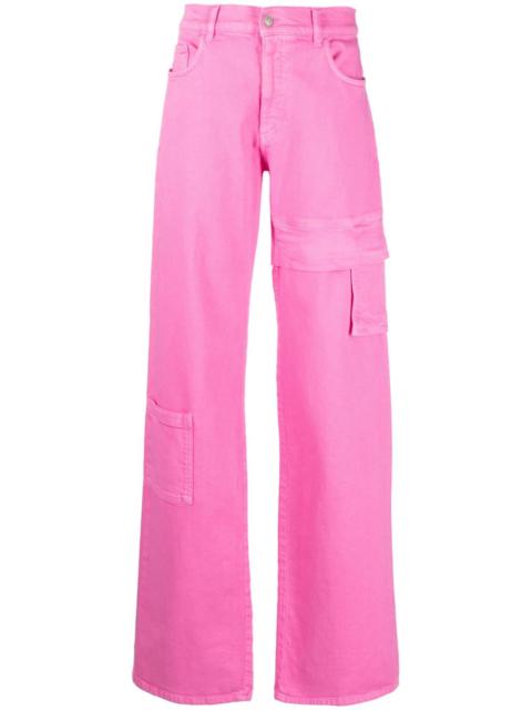 high-waist cotton cargo pants