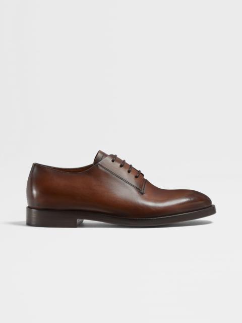 LIGHT BROWN LEATHER TORINO DERBY SHOES